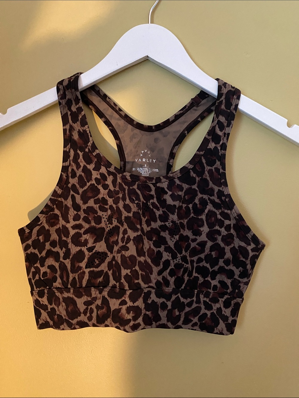 Varley Leopard-Print Racerback Sports Bra Size Small